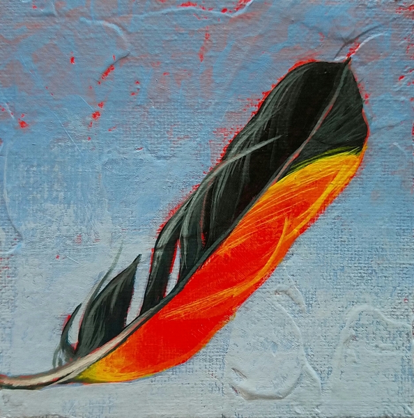 #11 Red and Black Feather by Carlynne Hershberger
